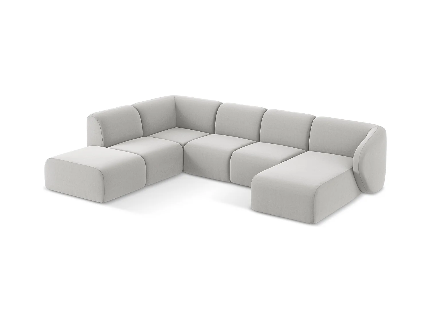 Sofa panoramiczna lewa - z tkaniny welwetowej - srebrny - LANI