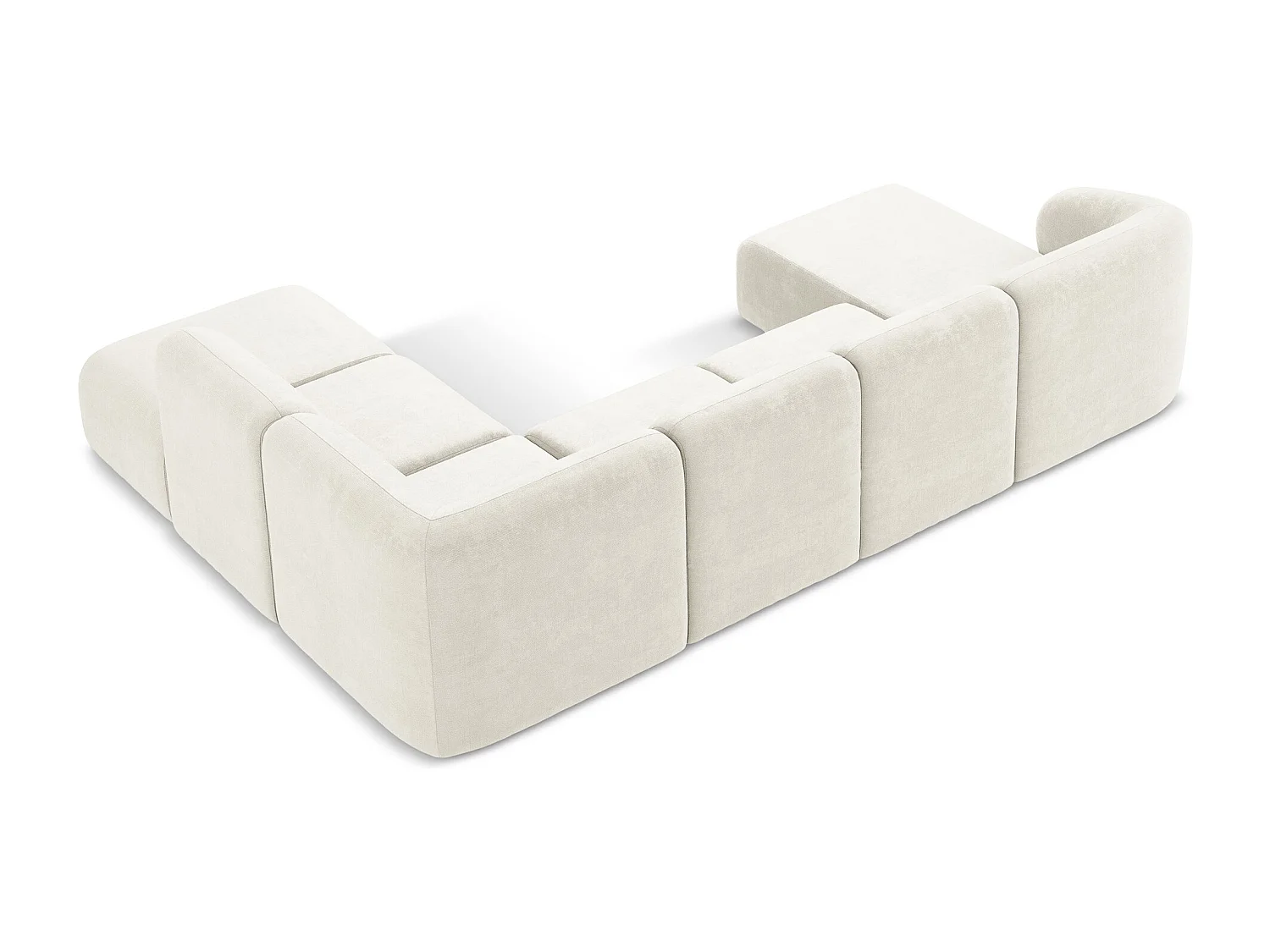 Canapé panoramique 5 places droit en tissu chenille - blanc - LANI