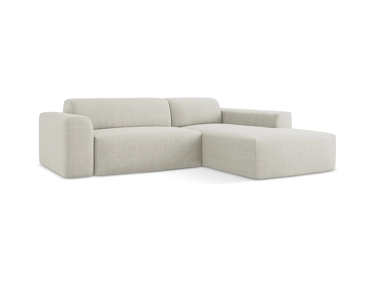 Canapé d'angle 3 places modulaire droit en tissu texturé - beige clair - KELI