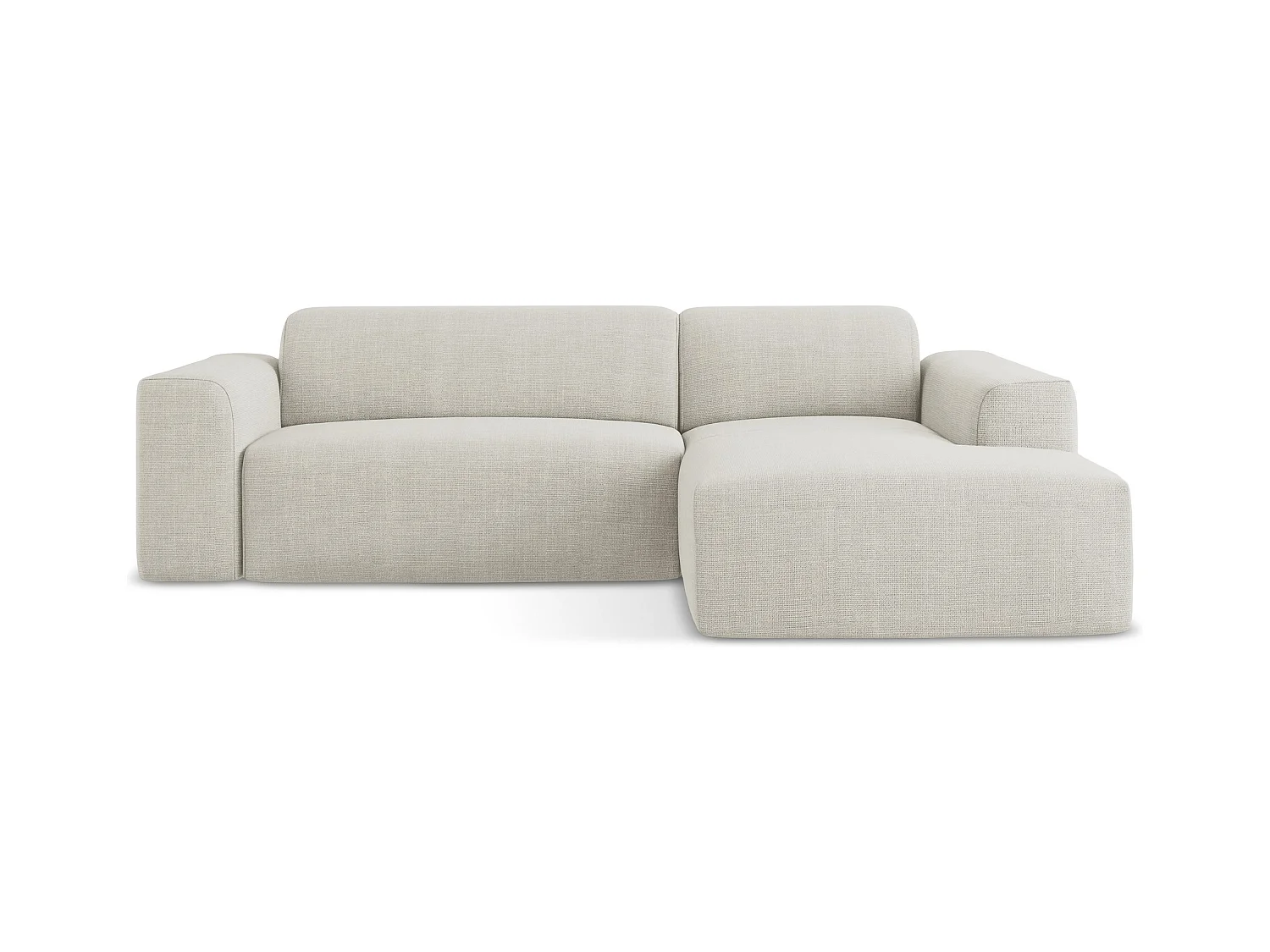 Canapé d'angle 3 places modulaire droit en tissu texturé - beige clair - KELI