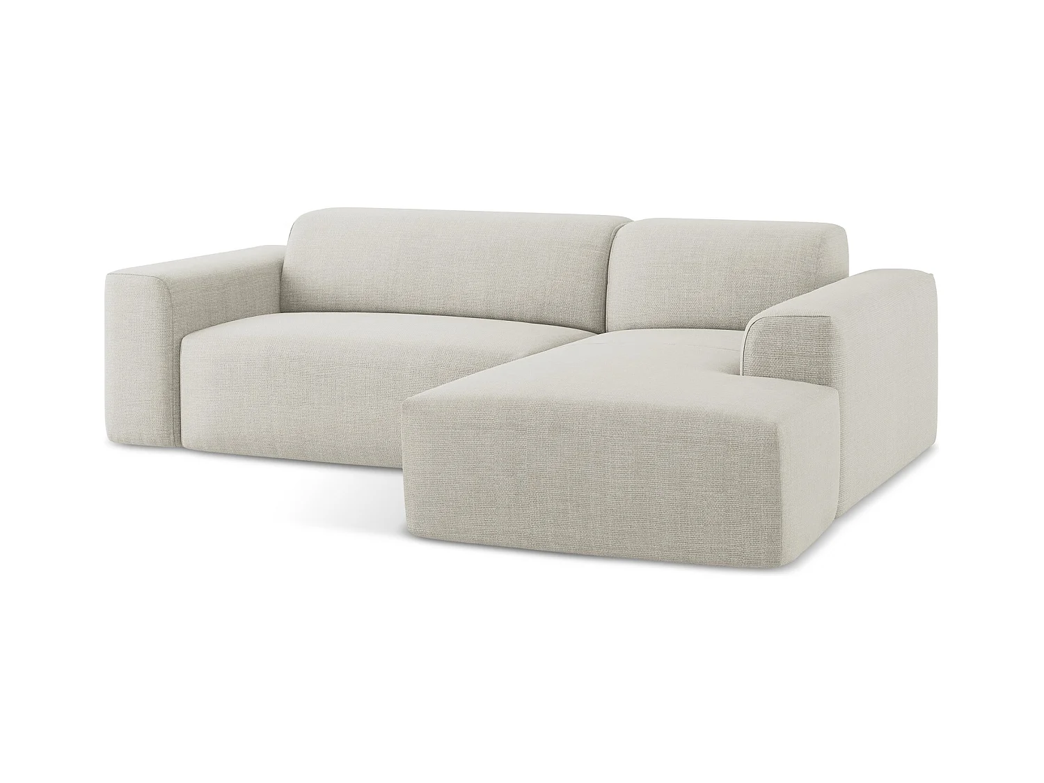 Canapé d'angle 3 places modulaire droit en tissu texturé - beige clair - KELI