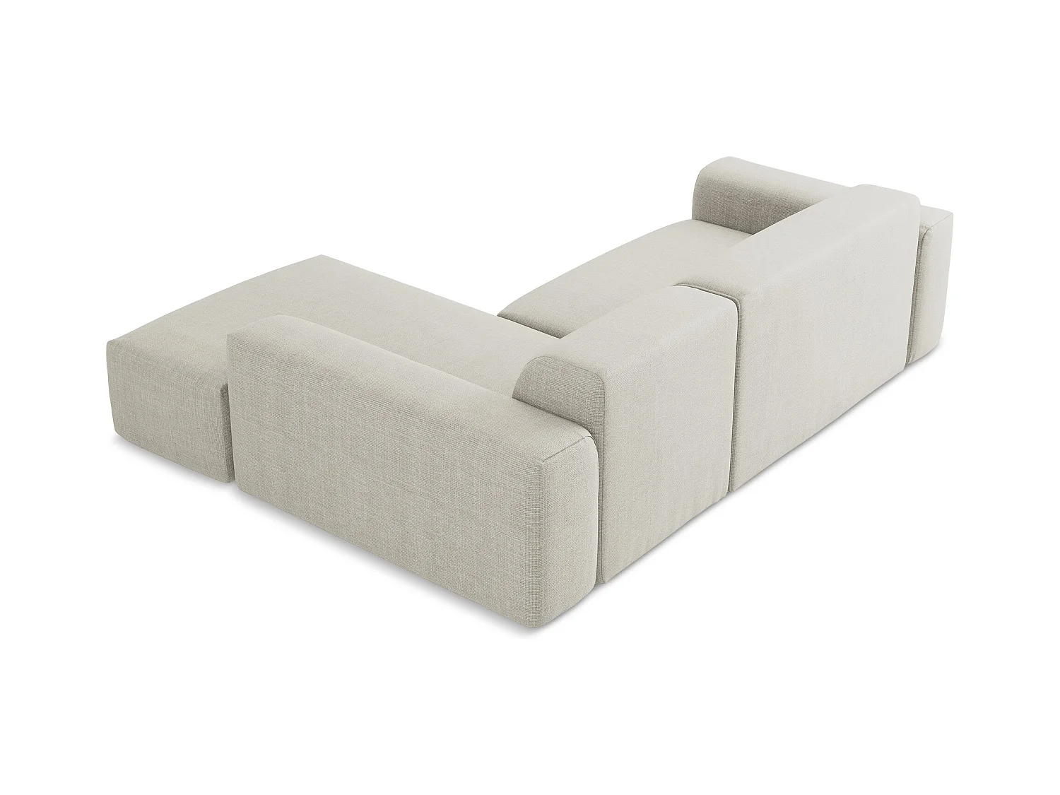 Canapé d'angle 3 places modulaire droit en tissu texturé - beige clair - KELI