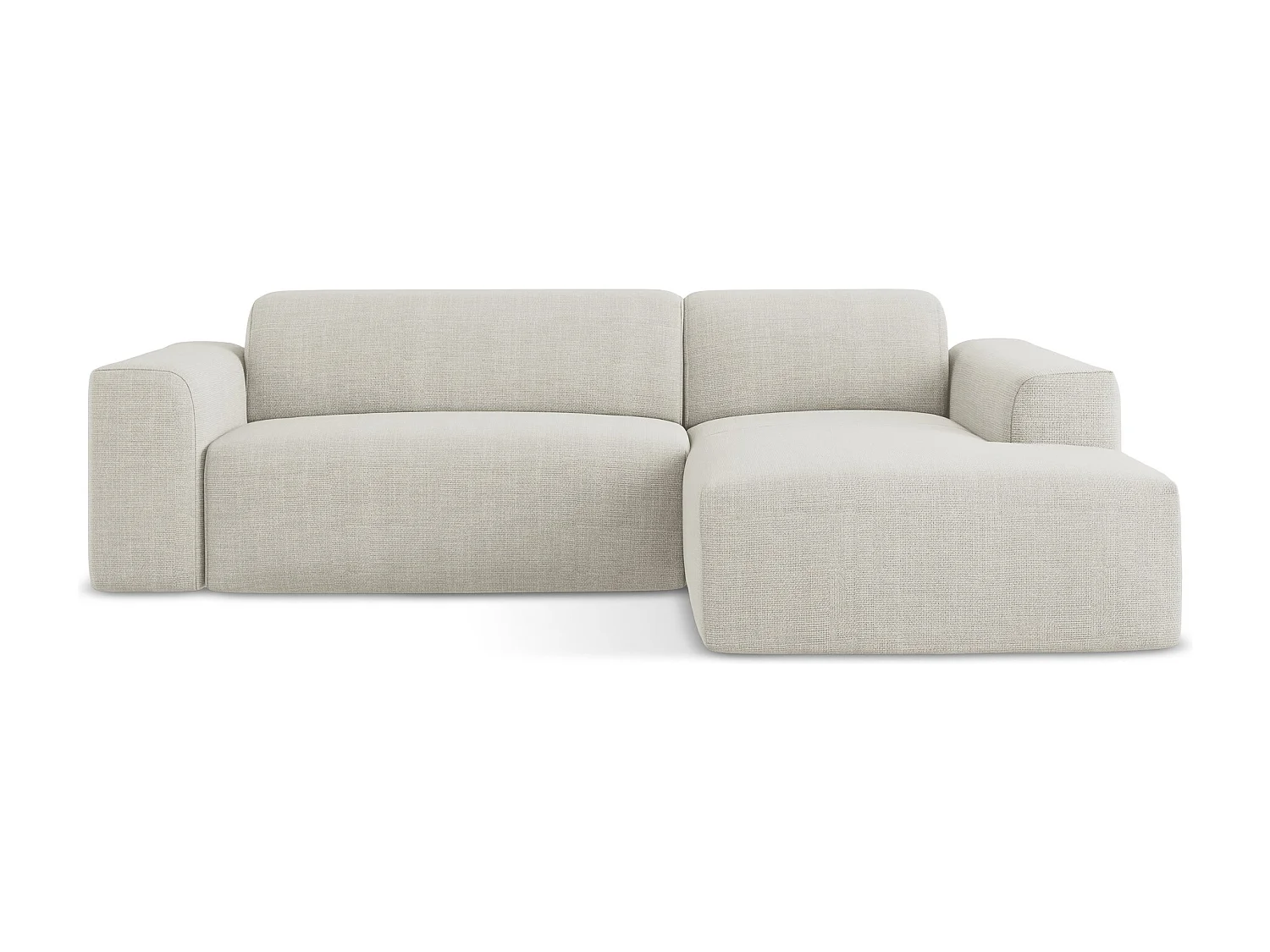 Canapé d'angle 3 places modulaire droit en tissu texturé - beige clair - KELI