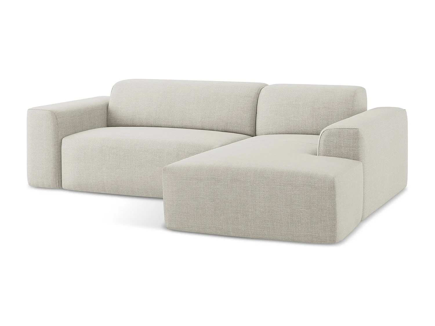 Canapé d'angle 3 places modulaire droit en tissu texturé - beige clair - KELI