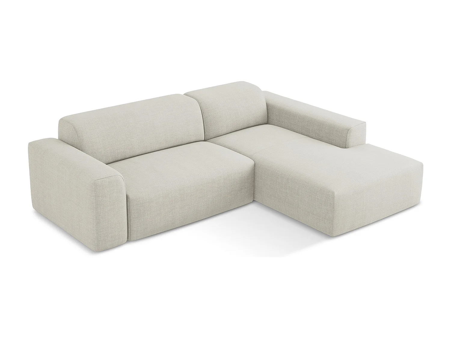 Canapé d'angle 3 places modulaire droit en tissu texturé - beige clair - KELI