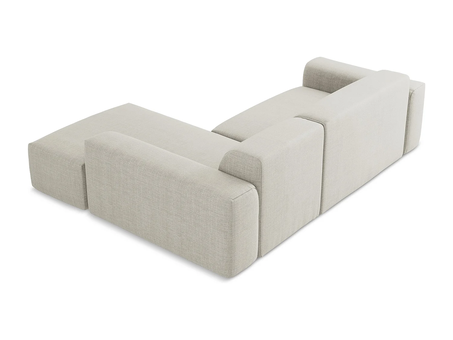 Canapé d'angle 3 places modulaire droit en tissu texturé - beige clair - KELI