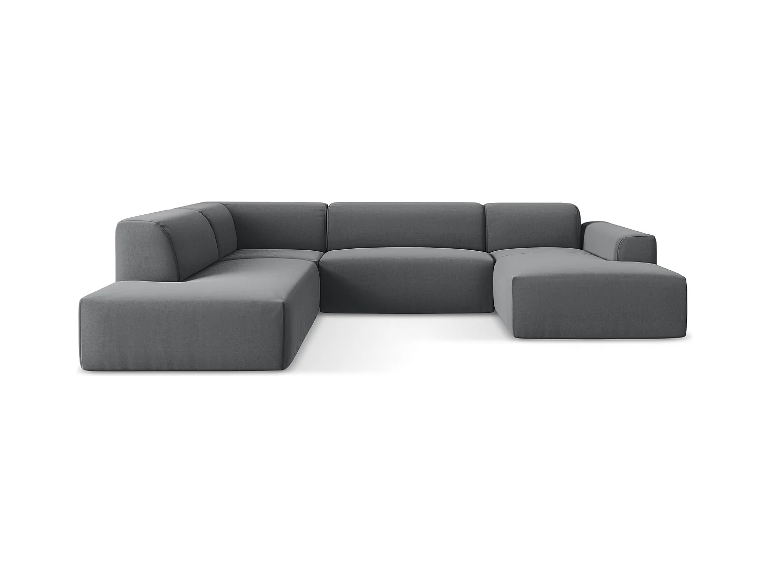 Sofa panoramiczna lewa - z tkaniny welwetowej - stalowy - KELI