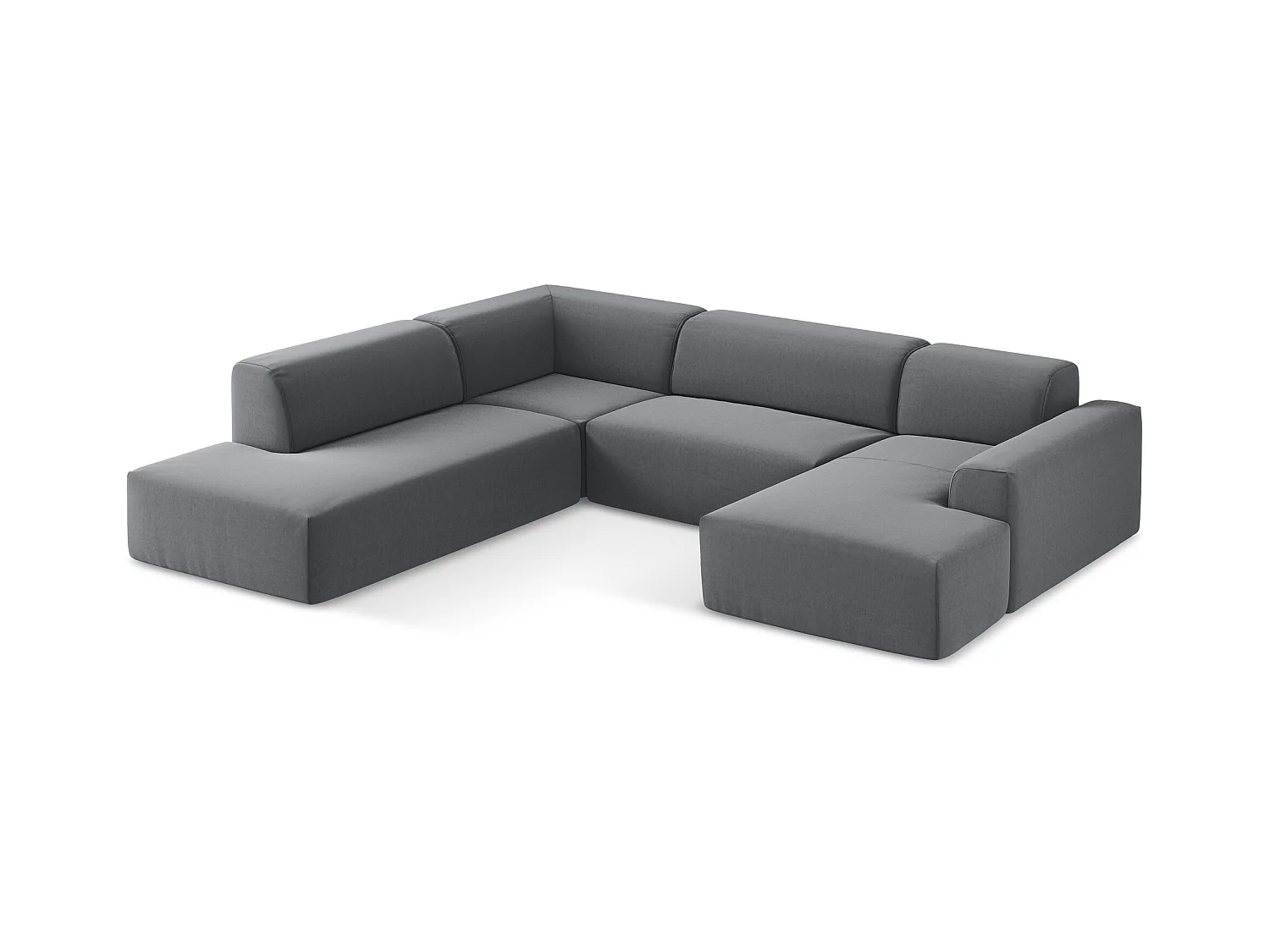 Sofa panoramiczna lewa - z tkaniny welwetowej - stalowy - KELI