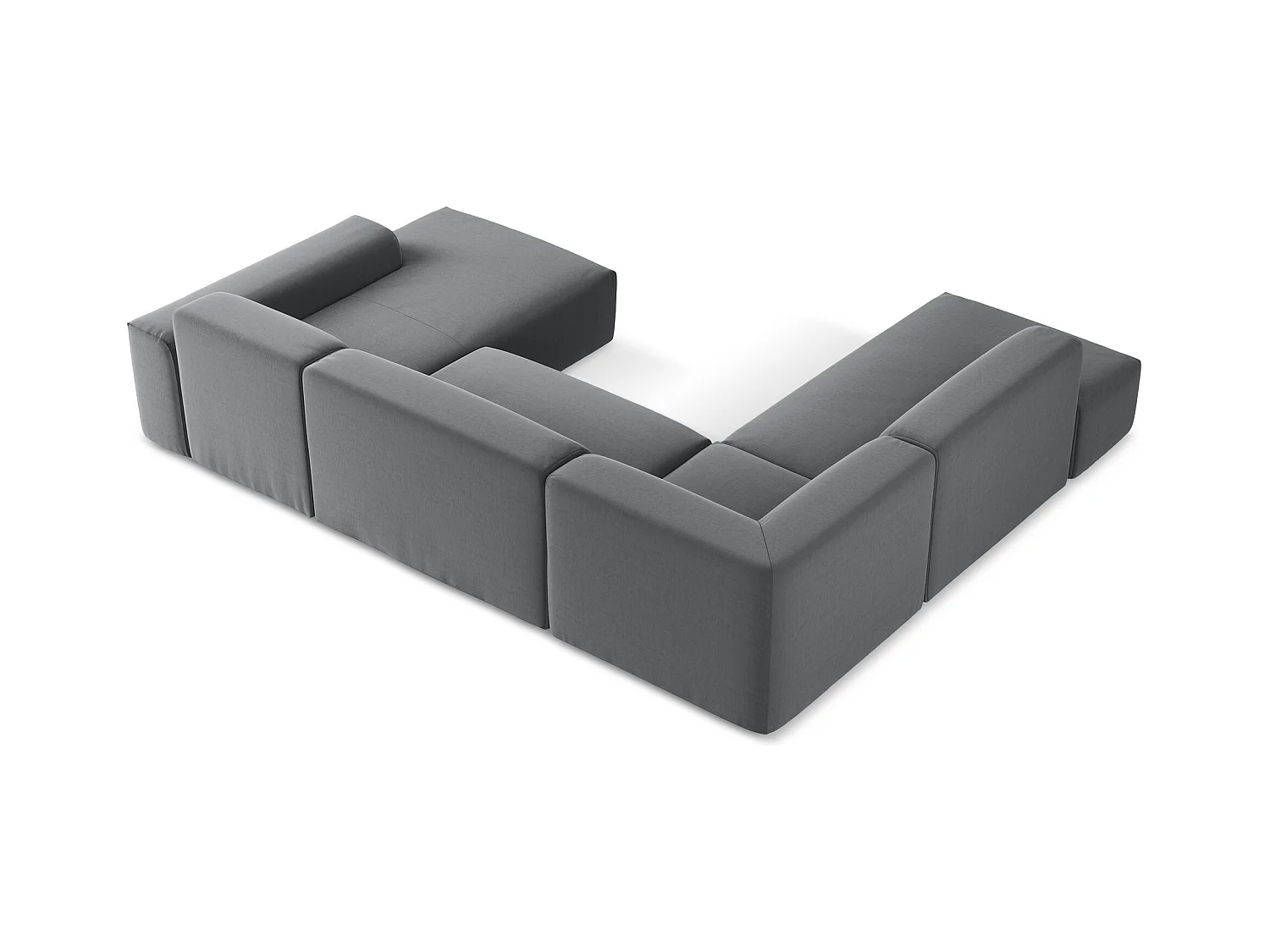 Sofa panoramiczna lewa - z tkaniny welwetowej - stalowy - KELI