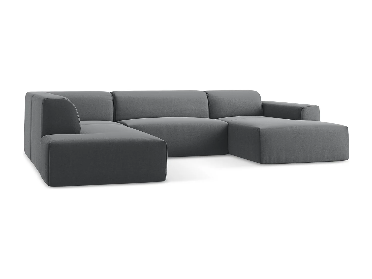 Sofa panoramiczna lewa - z tkaniny welwetowej - stalowy - KELI