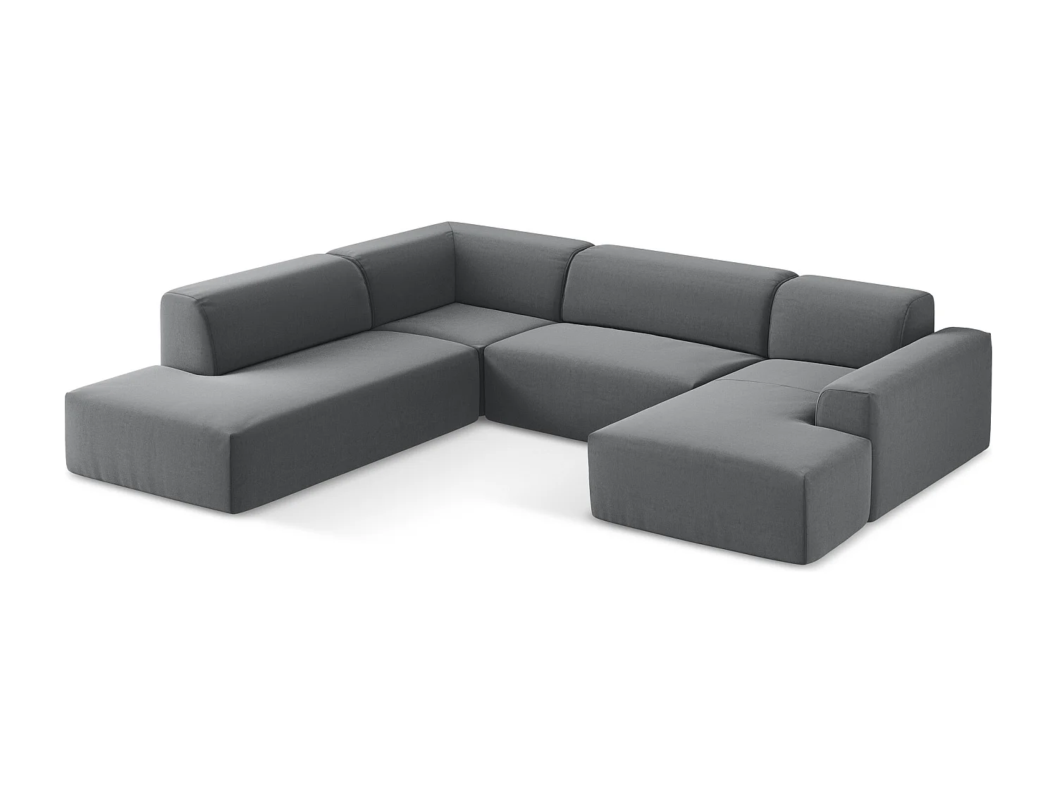 Sofa panoramiczna lewa - z tkaniny welwetowej - stalowy - KELI