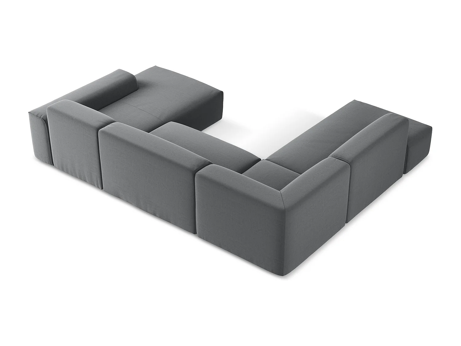 Sofa panoramiczna lewa - z tkaniny welwetowej - stalowy - KELI