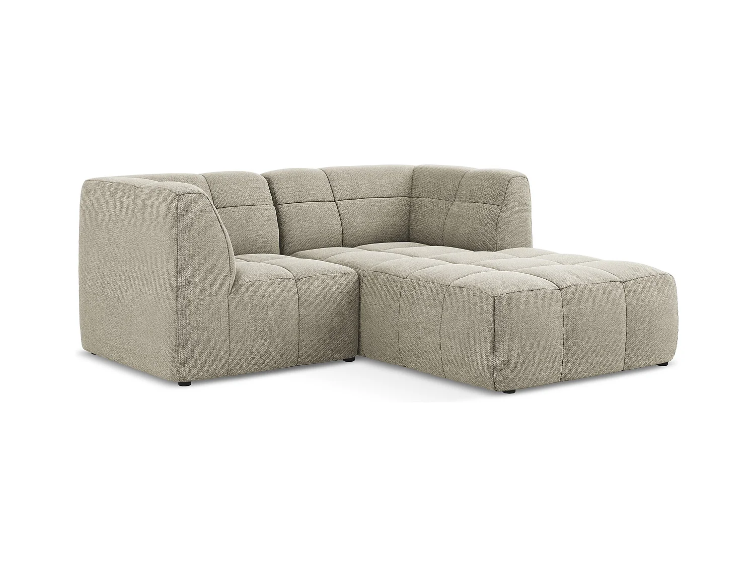 Canapé d'angle 2,5 places modulaire droit en tissu bouclette - taupe - ALOHA