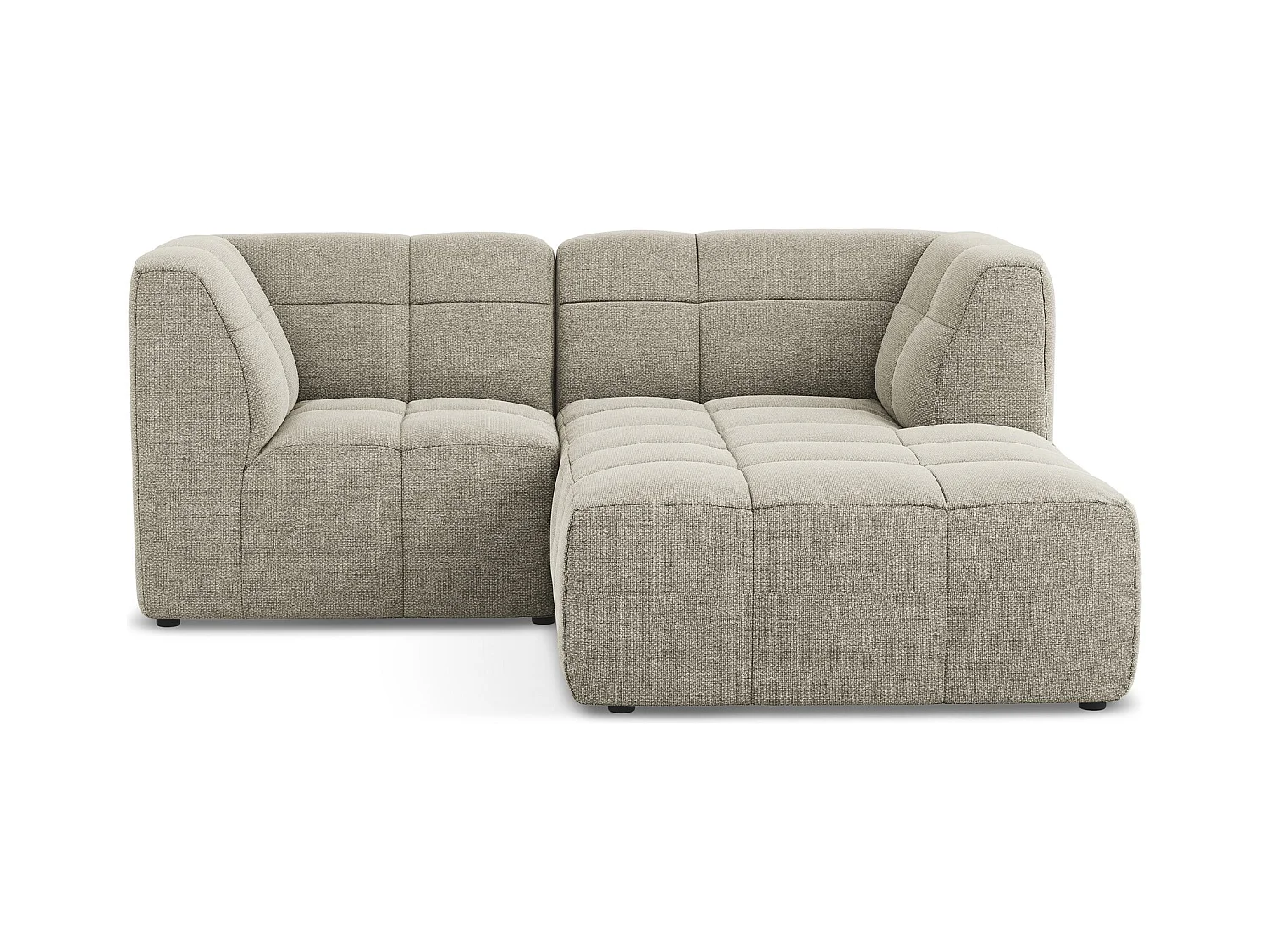 Canapé d'angle 2,5 places modulaire droit en tissu bouclette - taupe - ALOHA