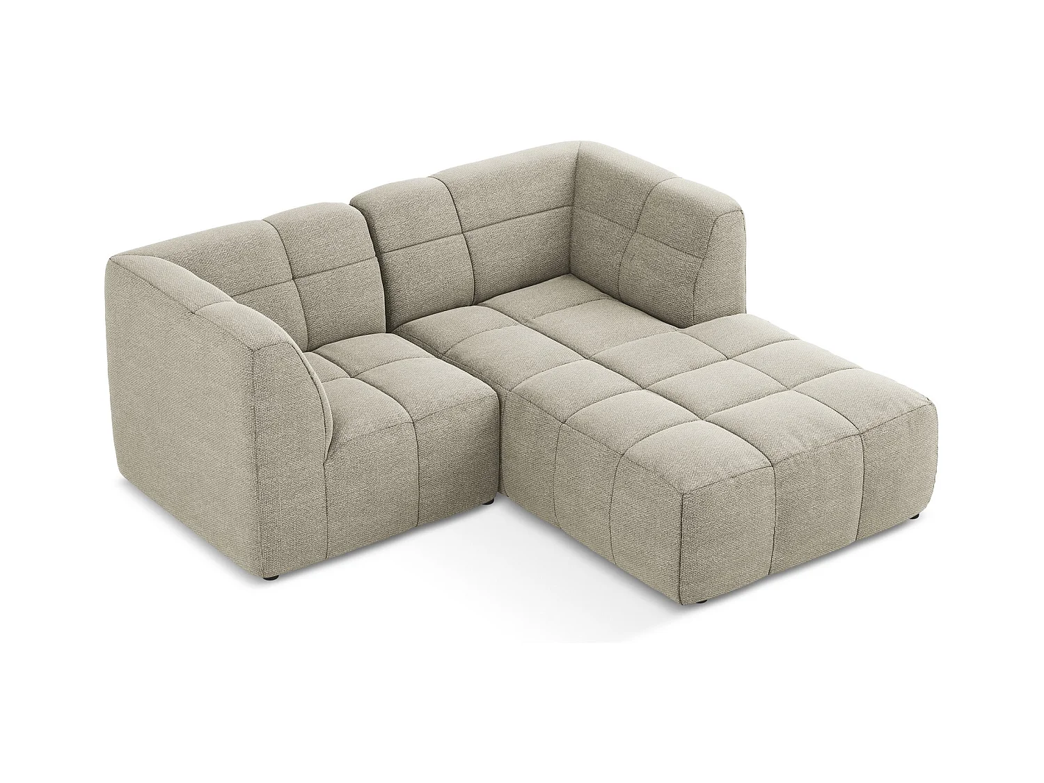 Canapé d'angle 2,5 places modulaire droit en tissu bouclette - taupe - ALOHA