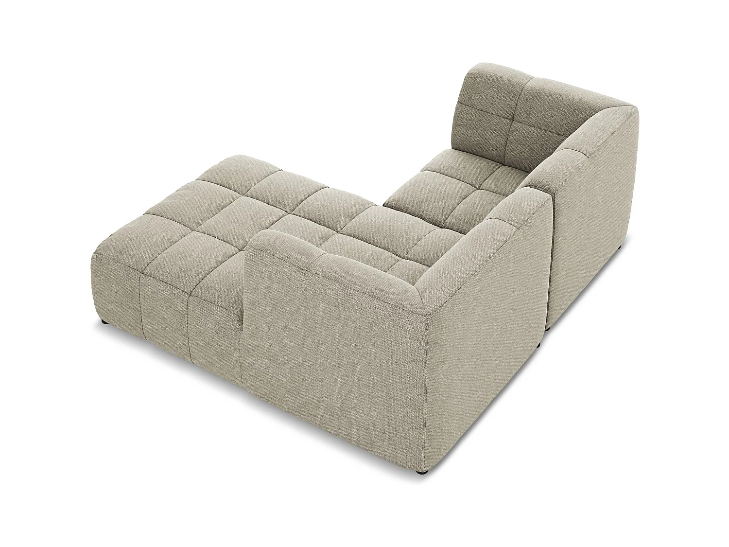 Canapé d'angle 2,5 places modulaire droit en tissu bouclette - taupe - ALOHA