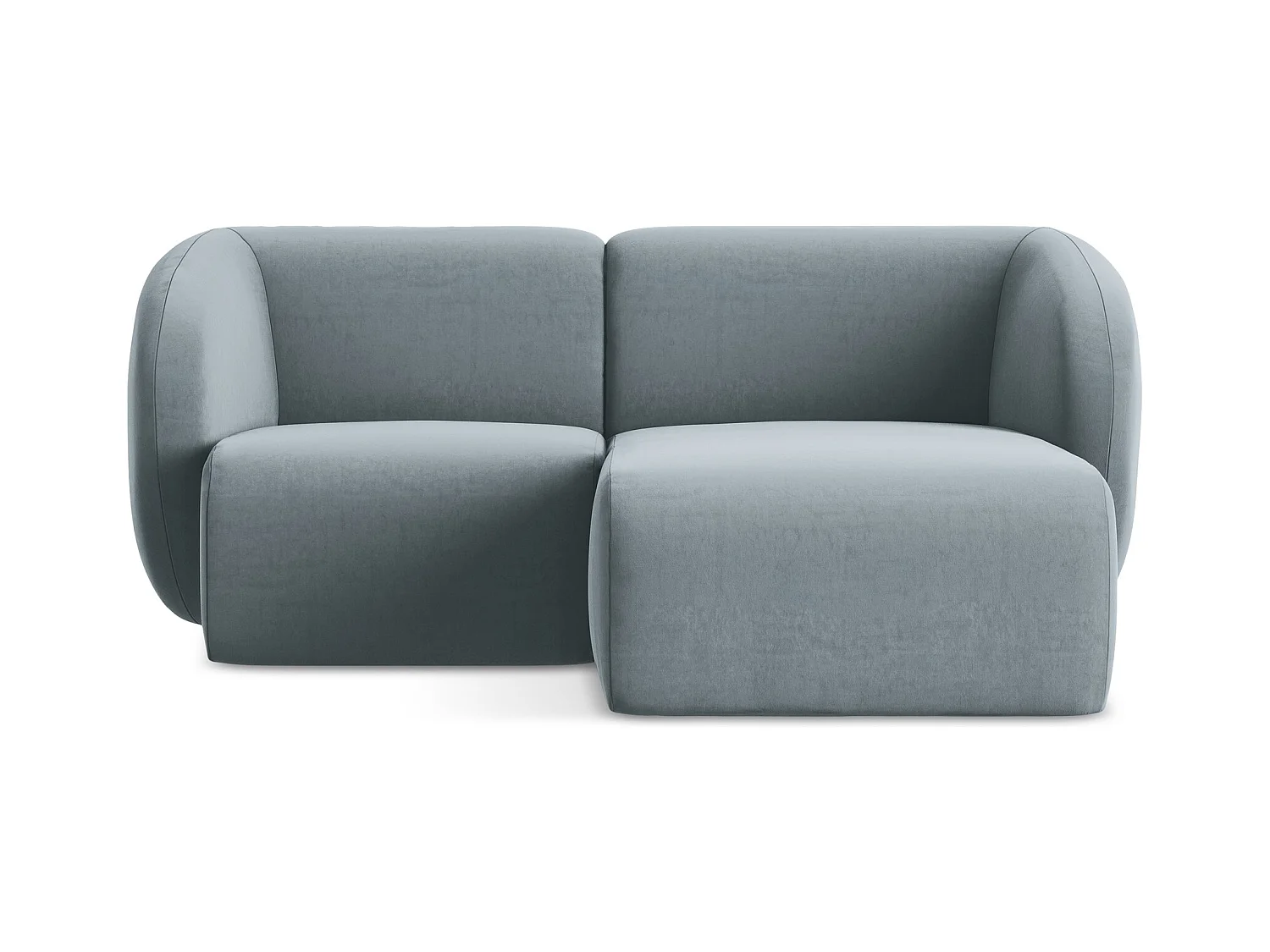 Canapé d'angle 2,5 places modulaire droit en velours - bleu clair - LANI