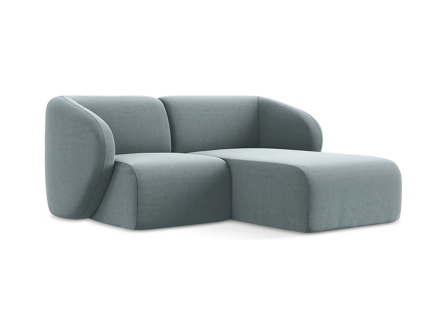 2,5-Sitzer Modulares Ecksofa - Ecke Rechts - Samt - Hellblau - LANI
