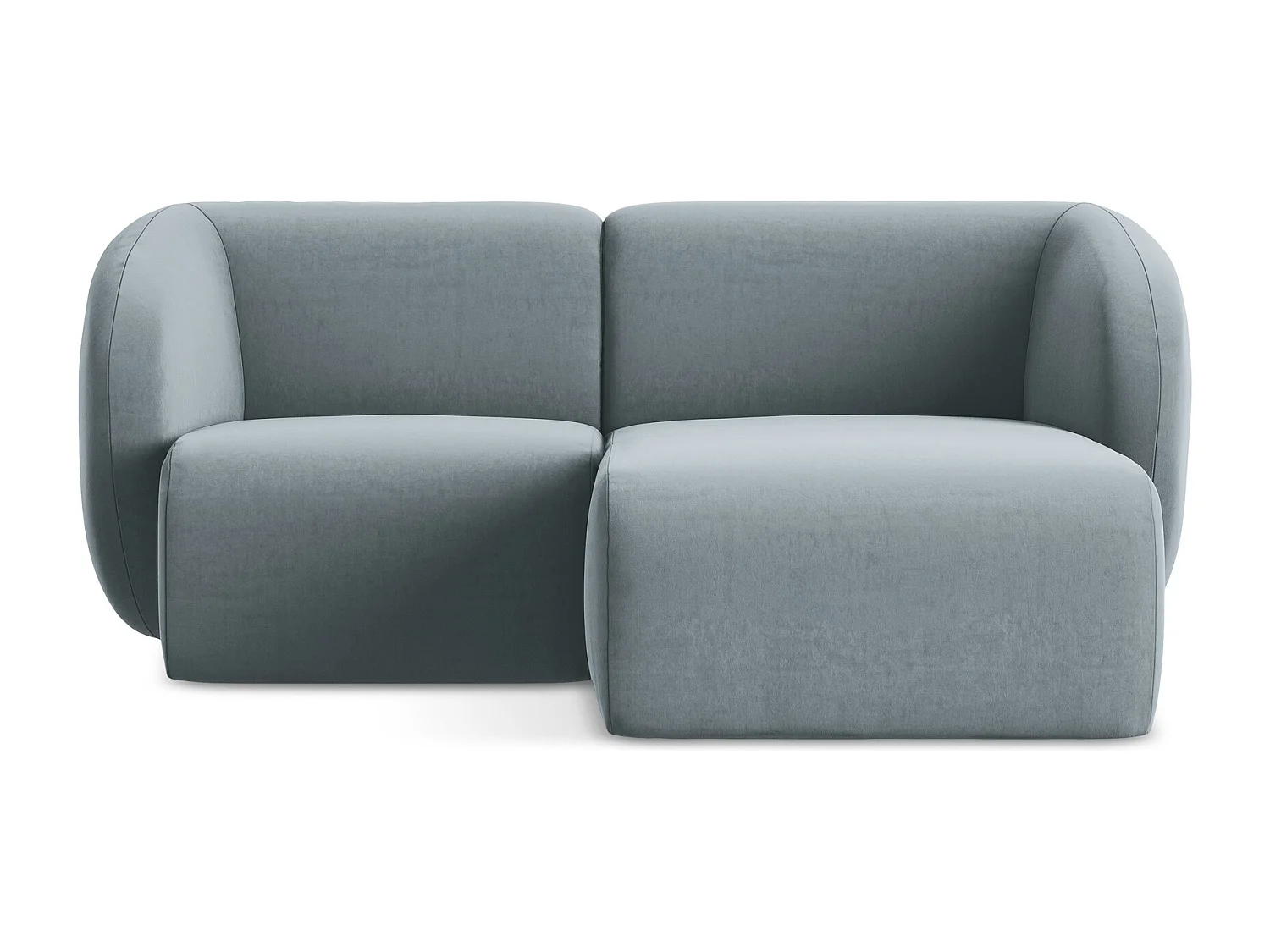 Sofá de canto modular direito 2,5 lugares em veludo azul claro - LANI