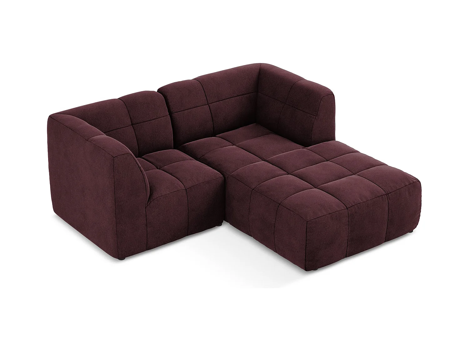 2,5-Sitzer Modulares Ecksofa - Ecke Rechts - Samt - Burgund - ALOHA