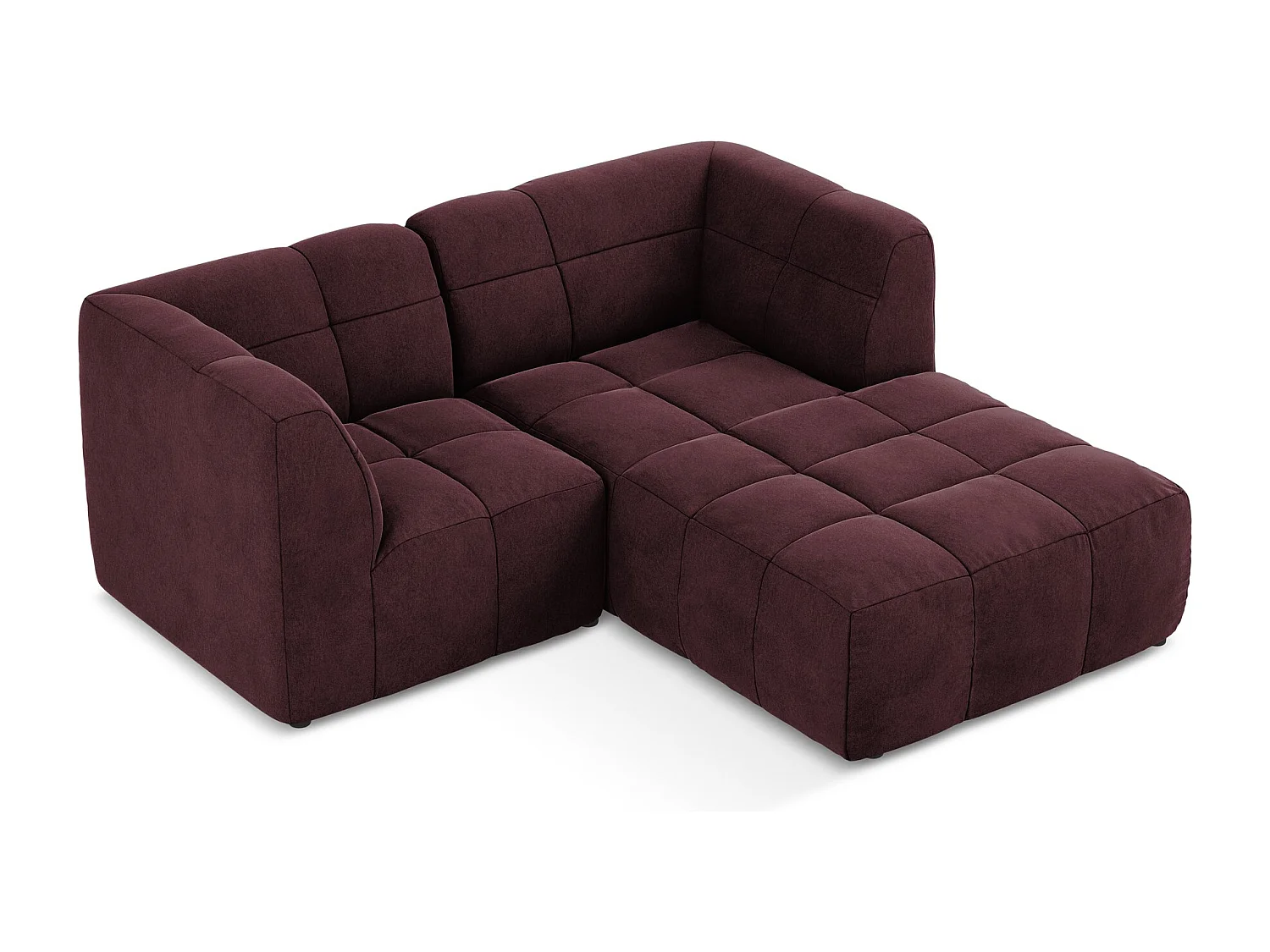 2,5-Sitzer Modulares Ecksofa - Ecke Rechts - Samt - Burgund - ALOHA