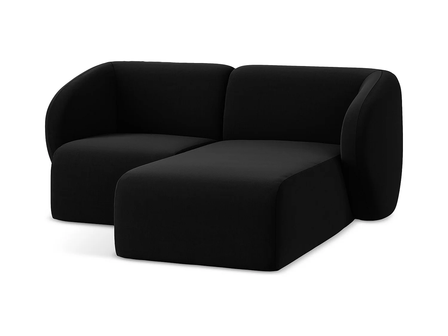 Canapé d'angle 2,5 places modulaire droit en velours - noir - LANI