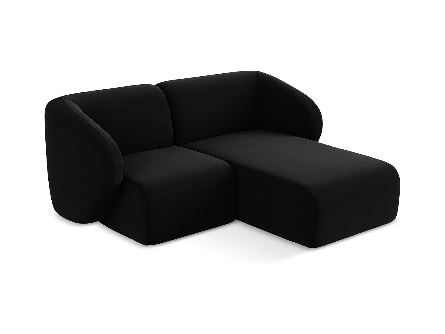 Canapé d'angle 2,5 places modulaire droit en velours - noir - LANI