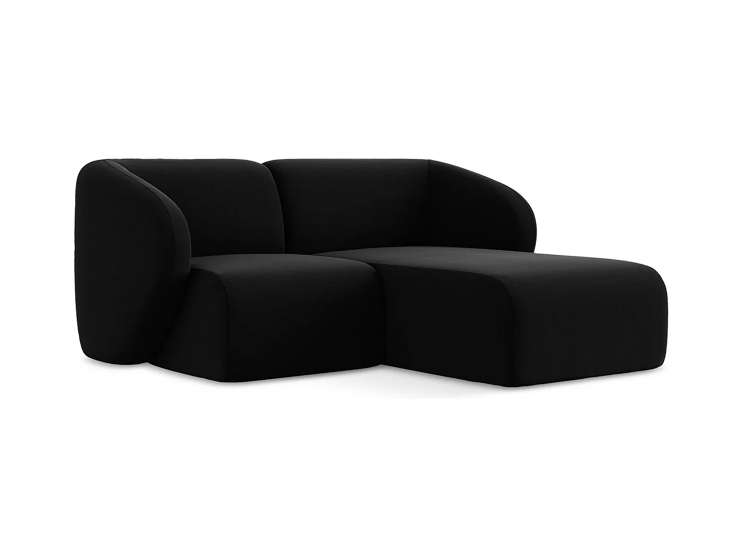 2,5-Sitzer Modulares Ecksofa - Ecke Rechts - Samt - Schwarz - LANI