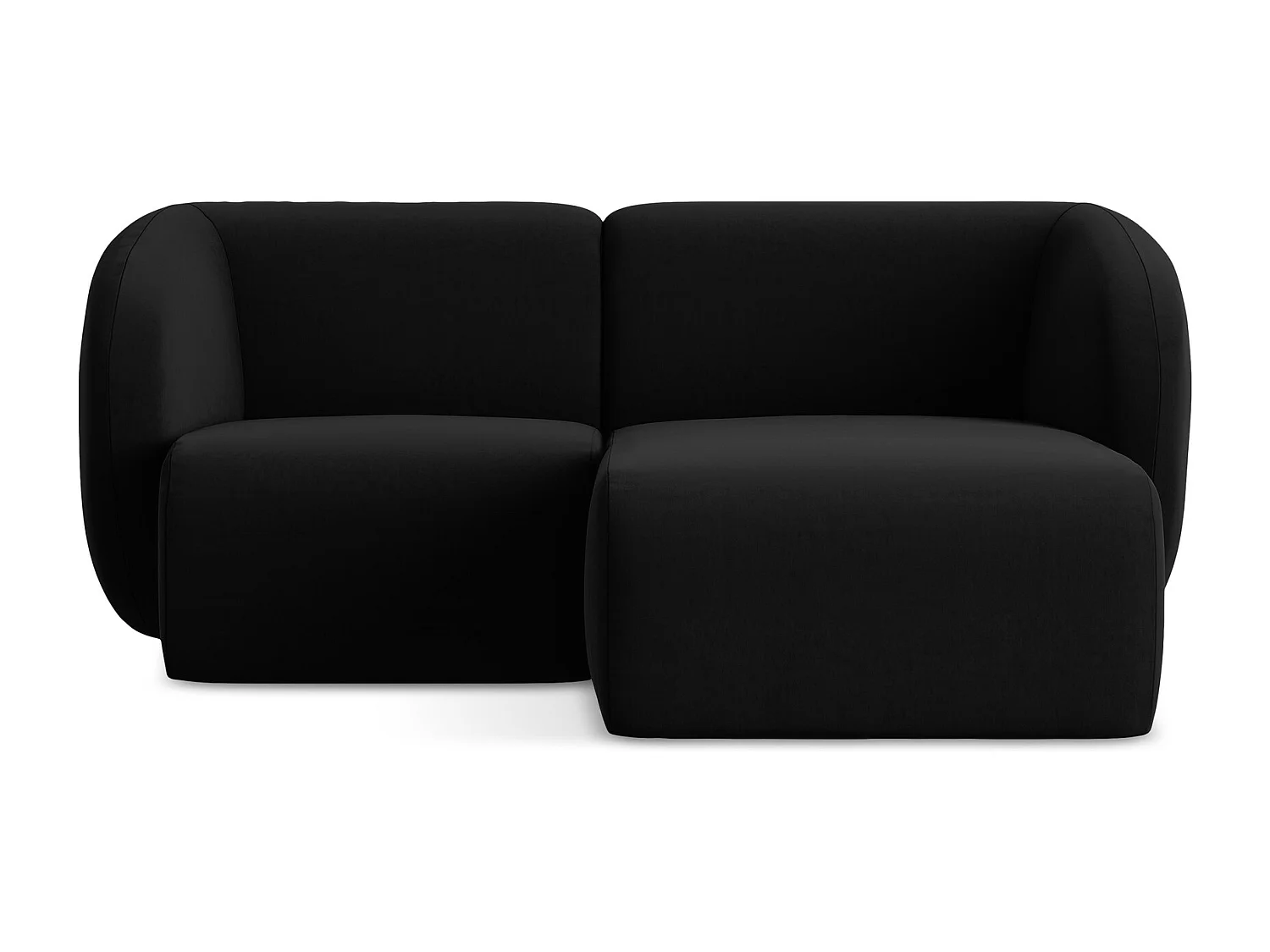 Narożnik prawostronny - z tkaniny welwetowej - czarny - LANI