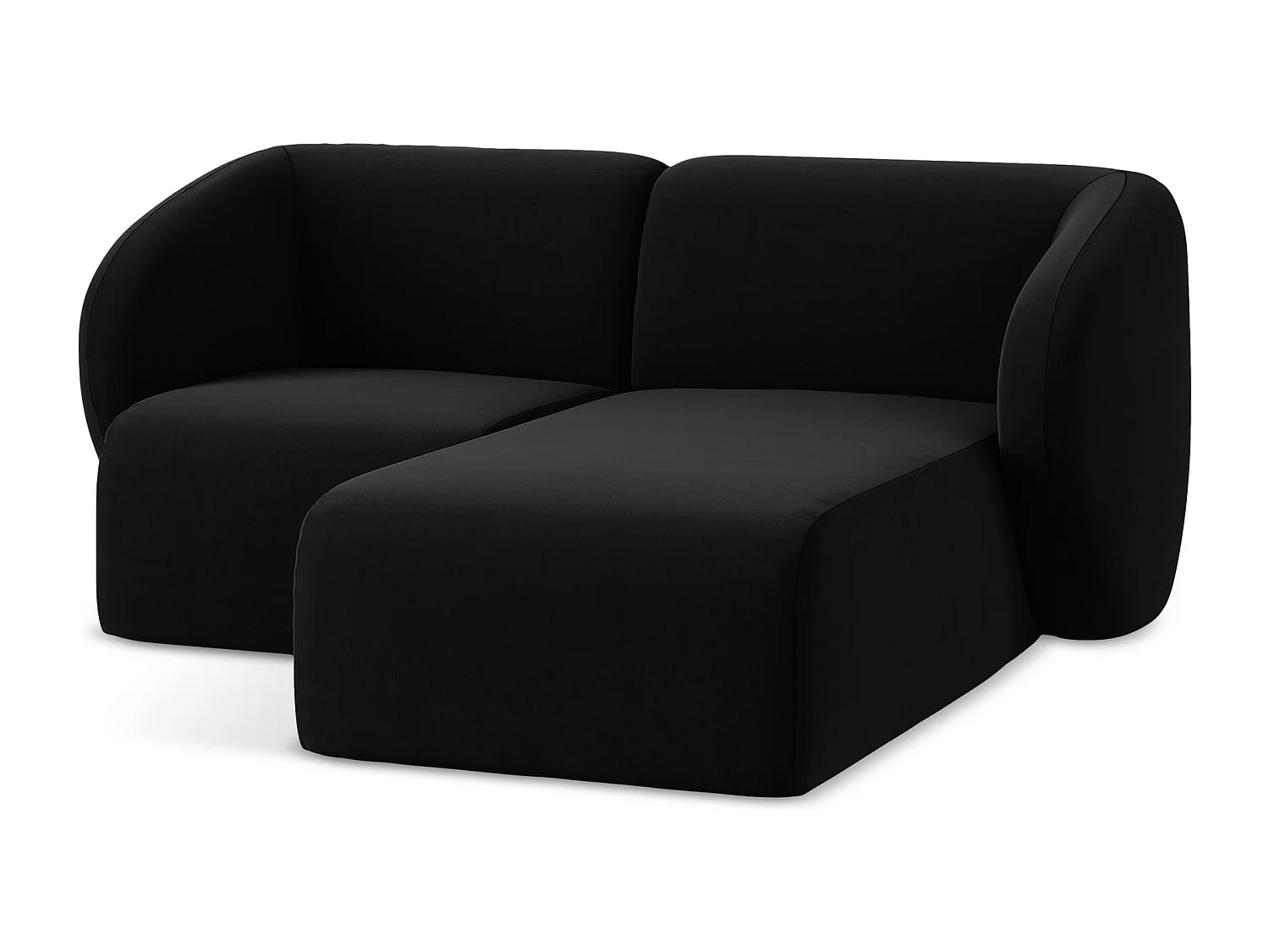 Narożnik prawostronny - z tkaniny welwetowej - czarny - LANI