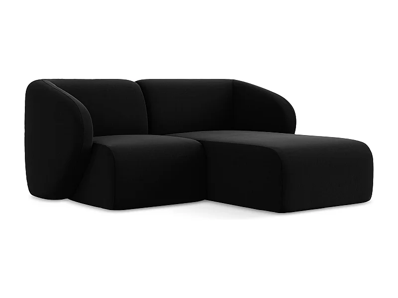 Canapé d'angle 2,5 places modulaire droit en velours - noir - LANI