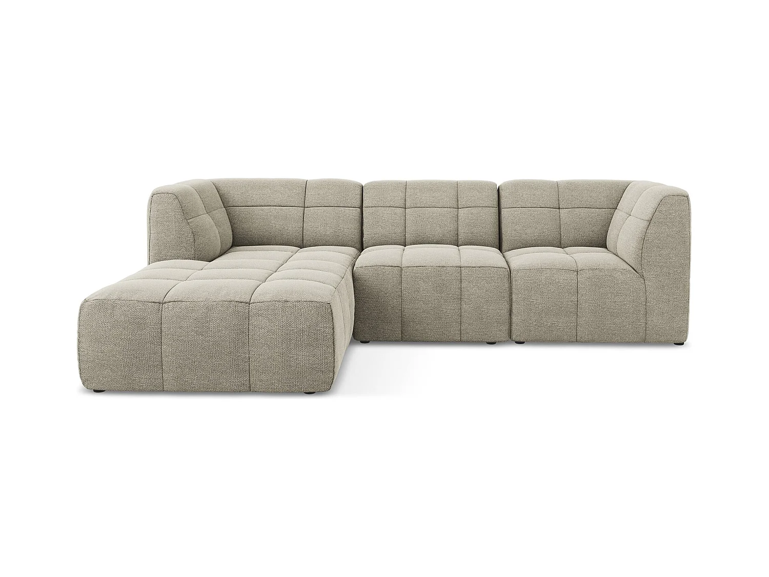 Canapé d'angle 3 places modulaire gauche en tissu bouclette - taupe - ALOHA