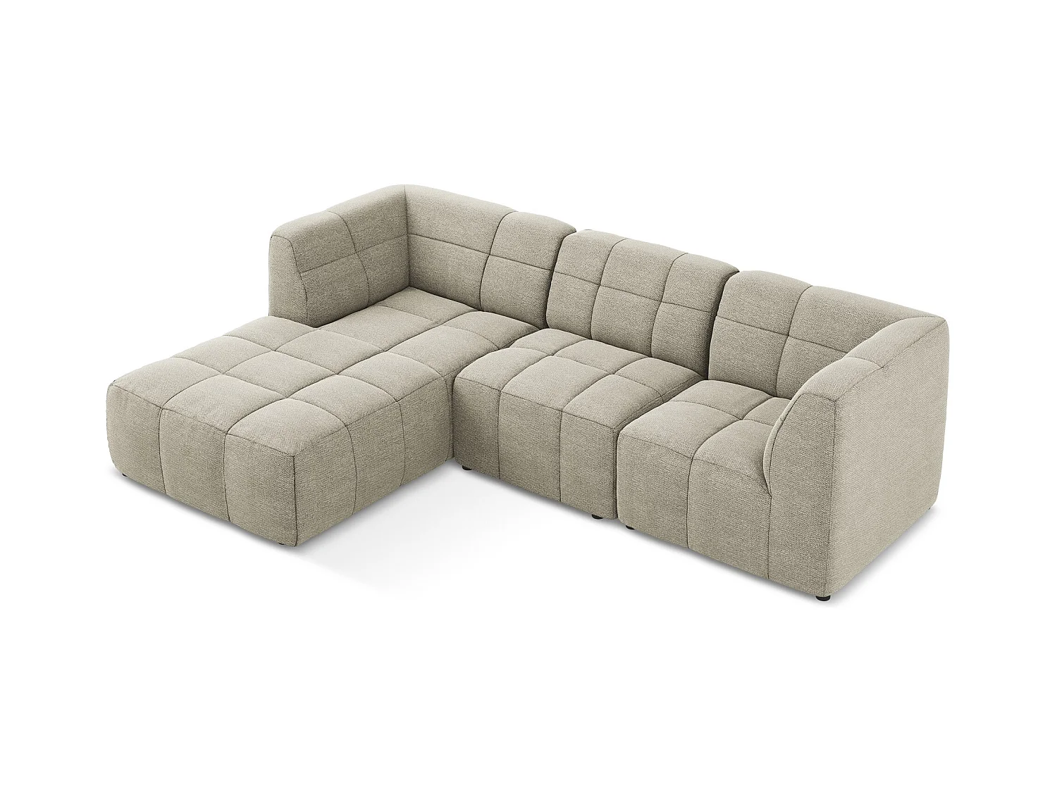 Canapé d'angle 3 places modulaire gauche en tissu bouclette - taupe - ALOHA