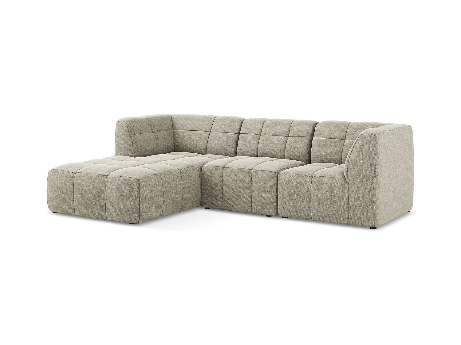 Canapé d'angle 3 places modulaire gauche en tissu bouclette - taupe - ALOHA