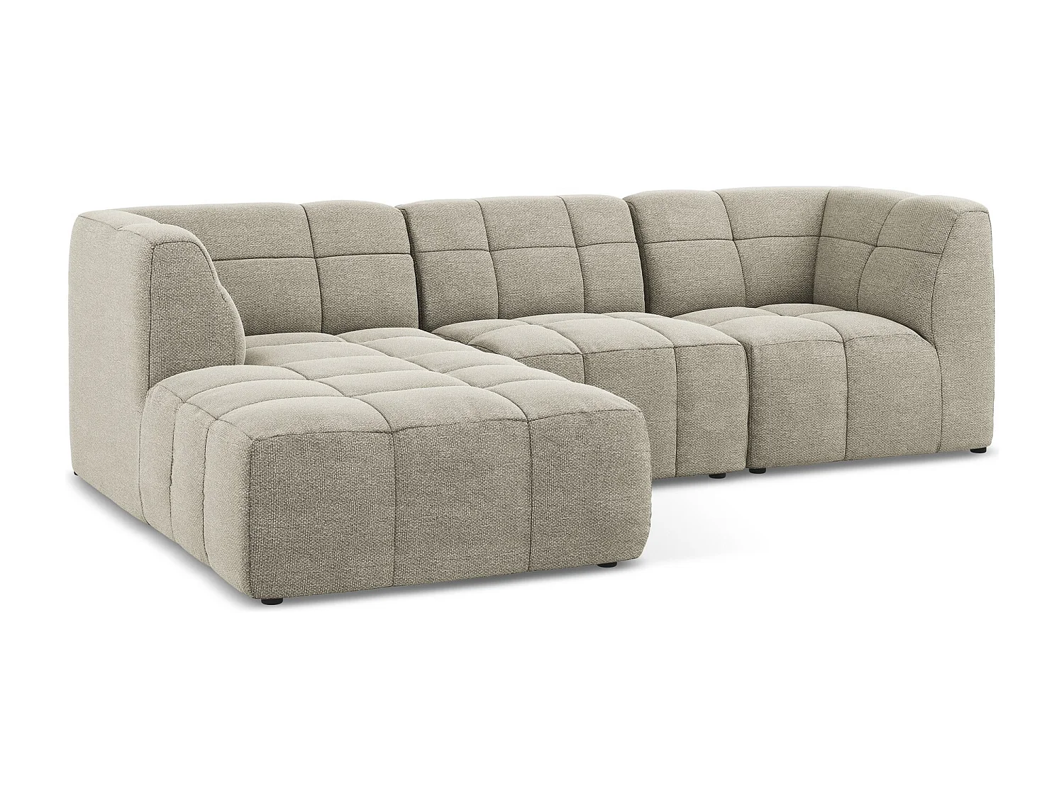 Canapé d'angle 3 places modulaire gauche en tissu bouclette - taupe - ALOHA