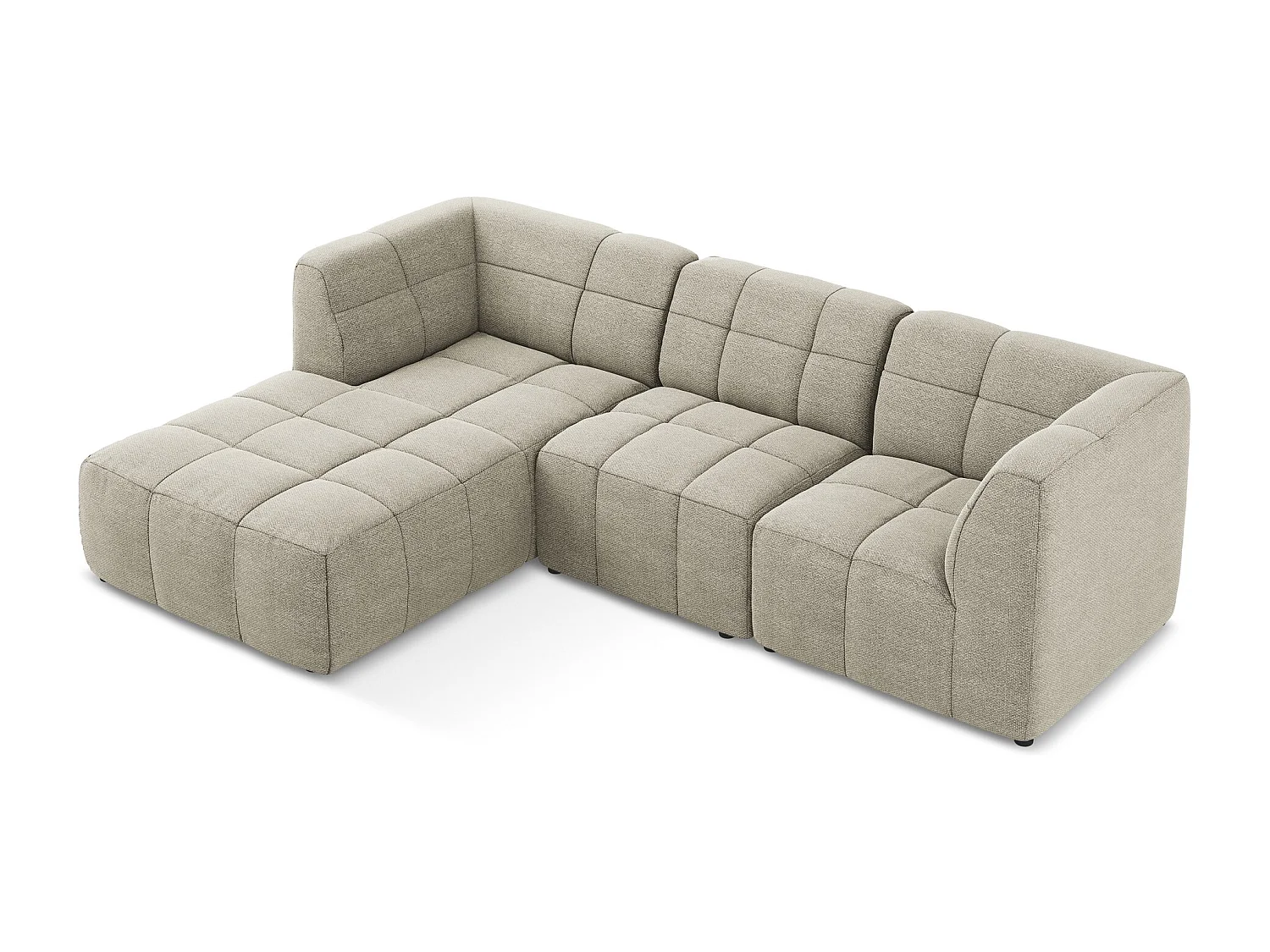 Canapé d'angle 3 places modulaire gauche en tissu bouclette - taupe - ALOHA