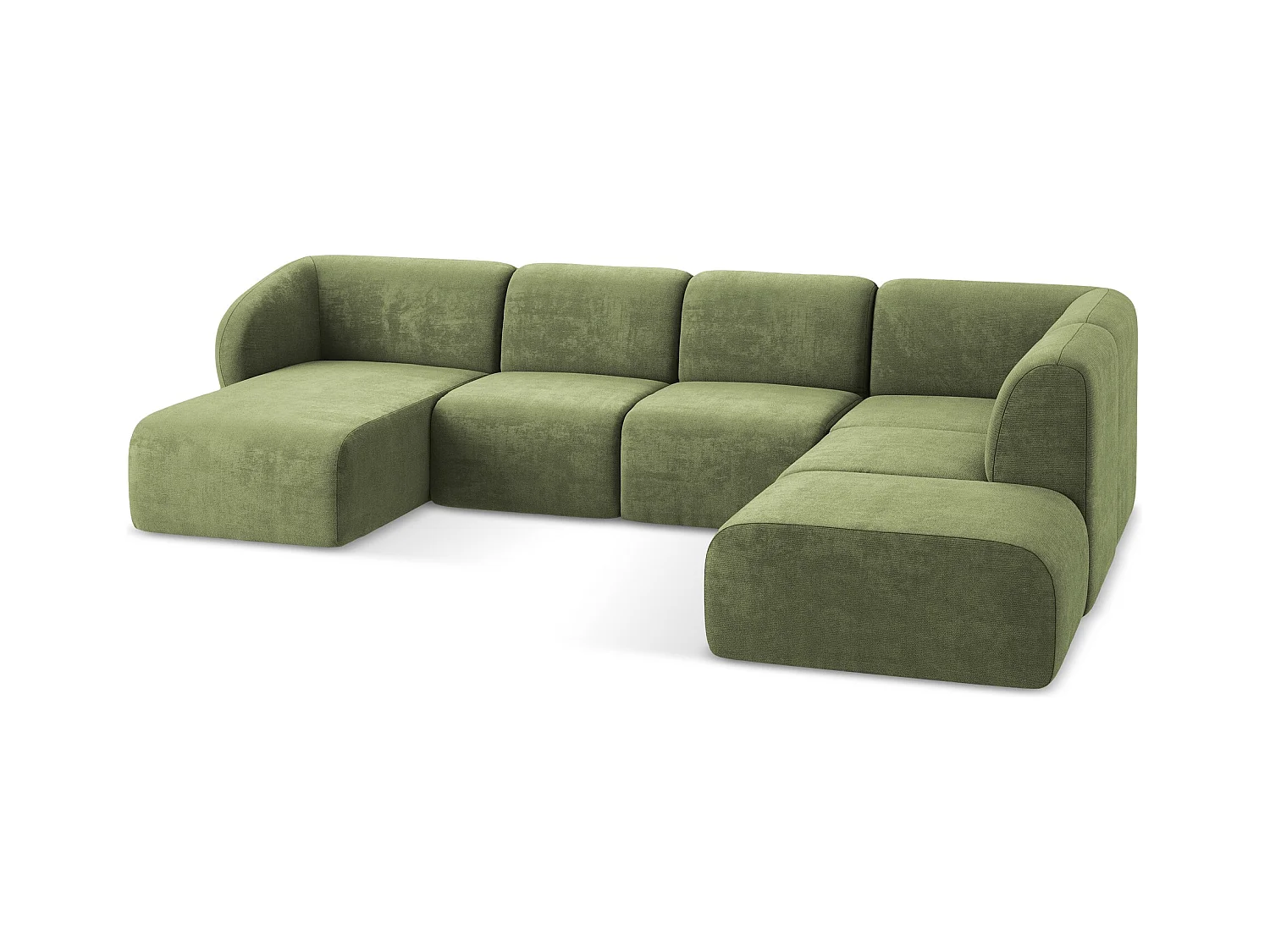 Große Wohnlandschaft Rechts - - Chenille - Grün - LANI