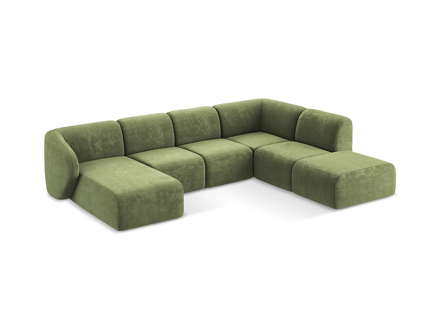 Große Wohnlandschaft Rechts - - Chenille - Grün - LANI