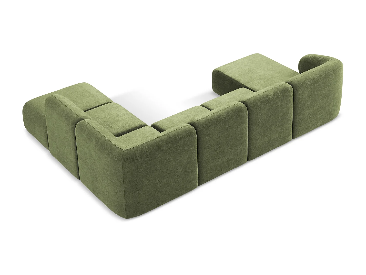 Canapé panoramique 5 places droit en tissu chenille - vert - LANI