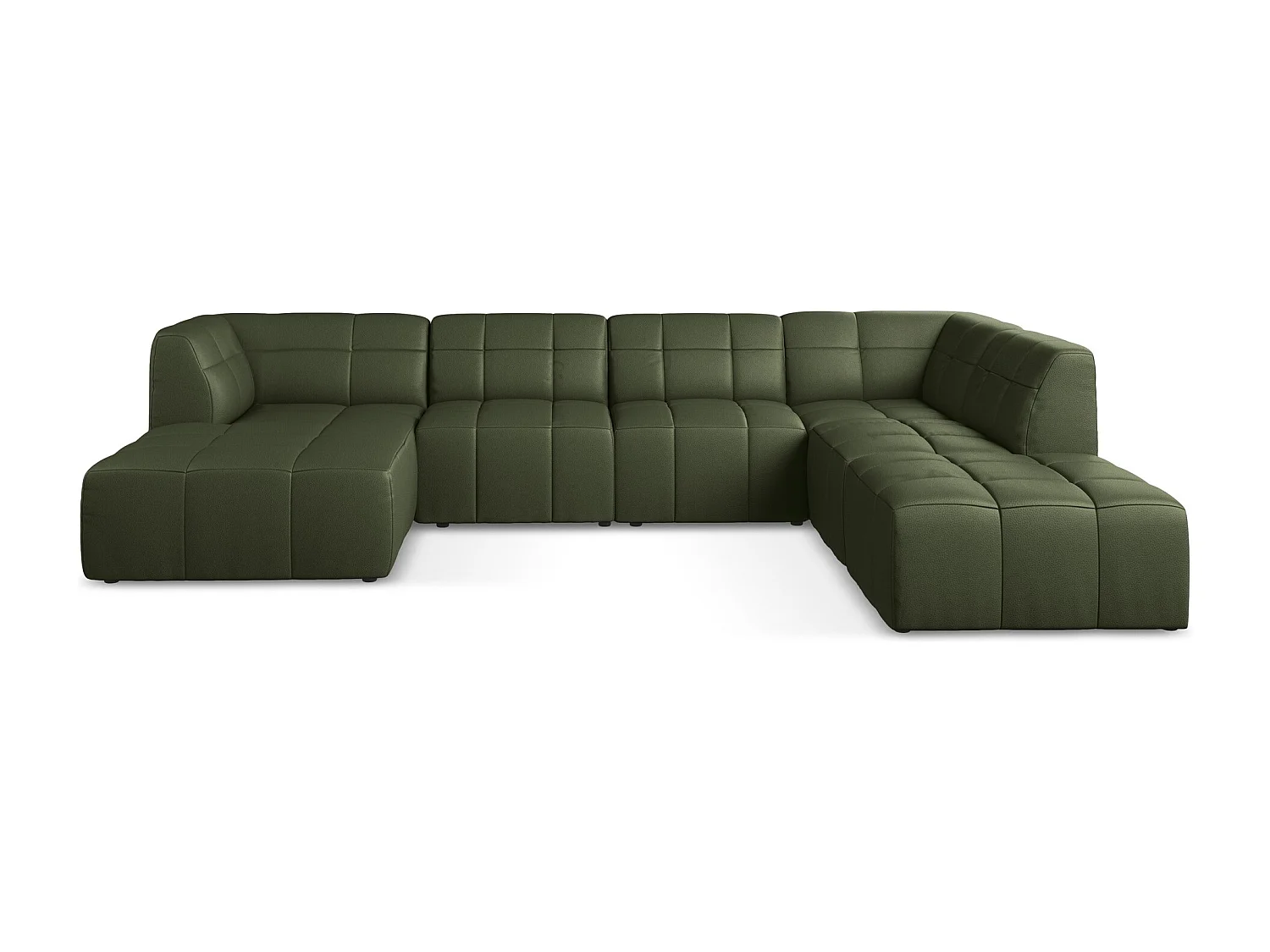 Sofá de canto panorâmico 5 lugares em couro sintético verde - ALOHA