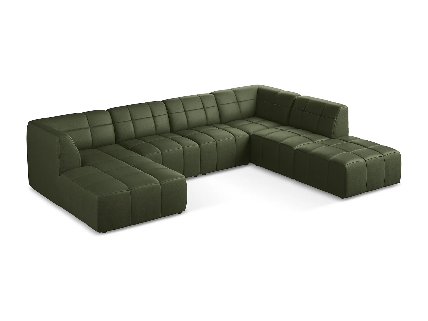 Sofá de canto panorâmico 5 lugares em couro sintético verde - ALOHA