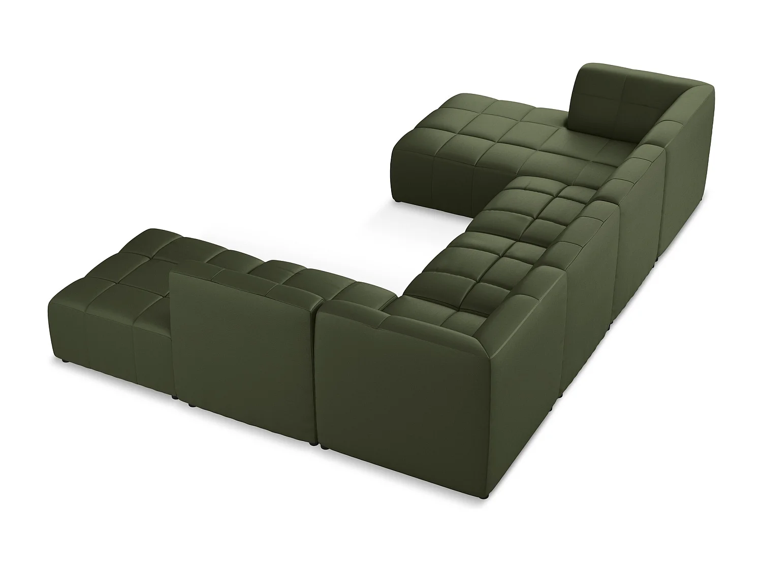 Sofá de canto panorâmico 5 lugares em couro sintético verde - ALOHA