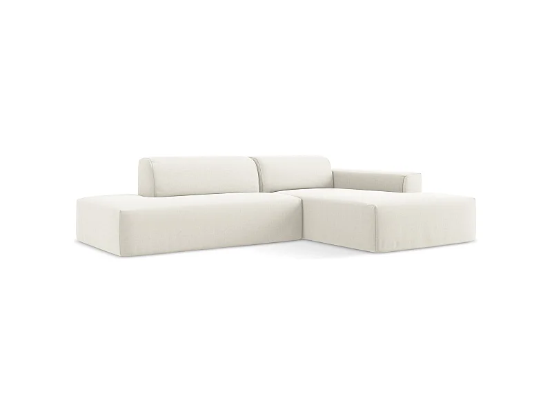 3-Sitzer Modulares Ecksofa - Ecke Links - Samt - Hell beige - KELI