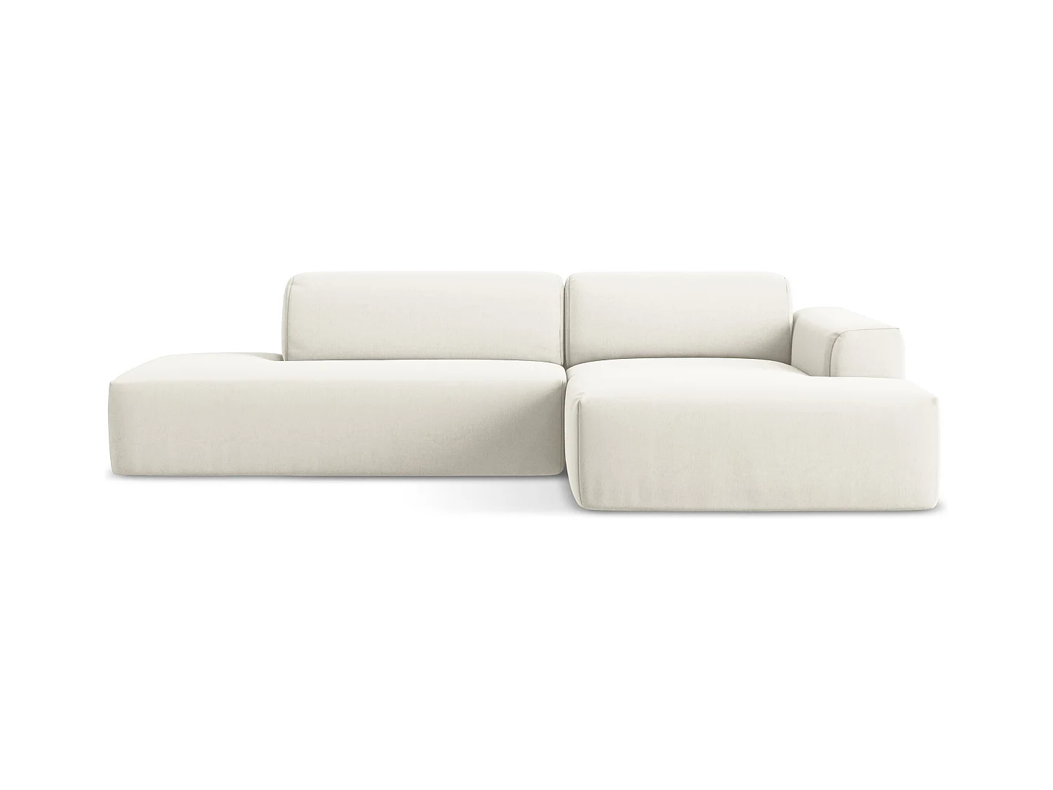 Modulaire hoekbank links van lichtbeige velours - KELI