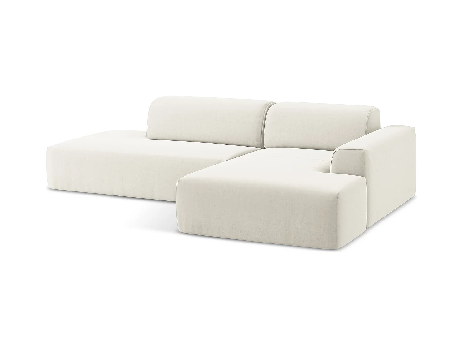 Modulaire hoekbank links van lichtbeige velours - KELI