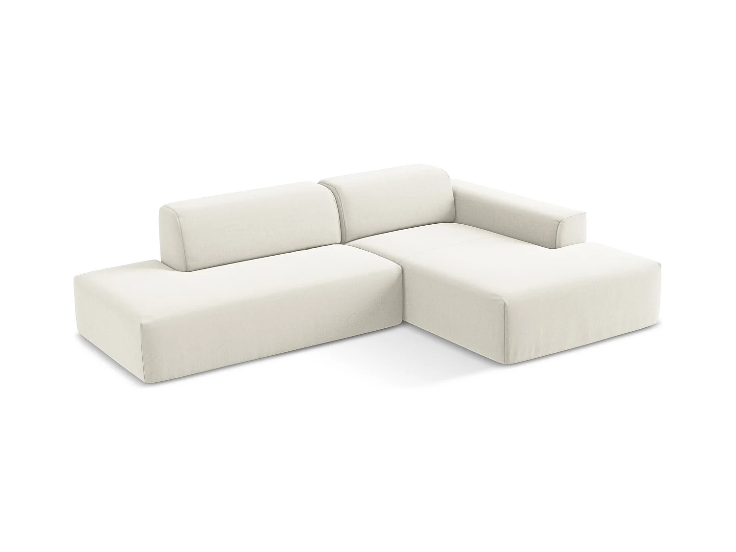 Modulaire hoekbank links van lichtbeige velours - KELI