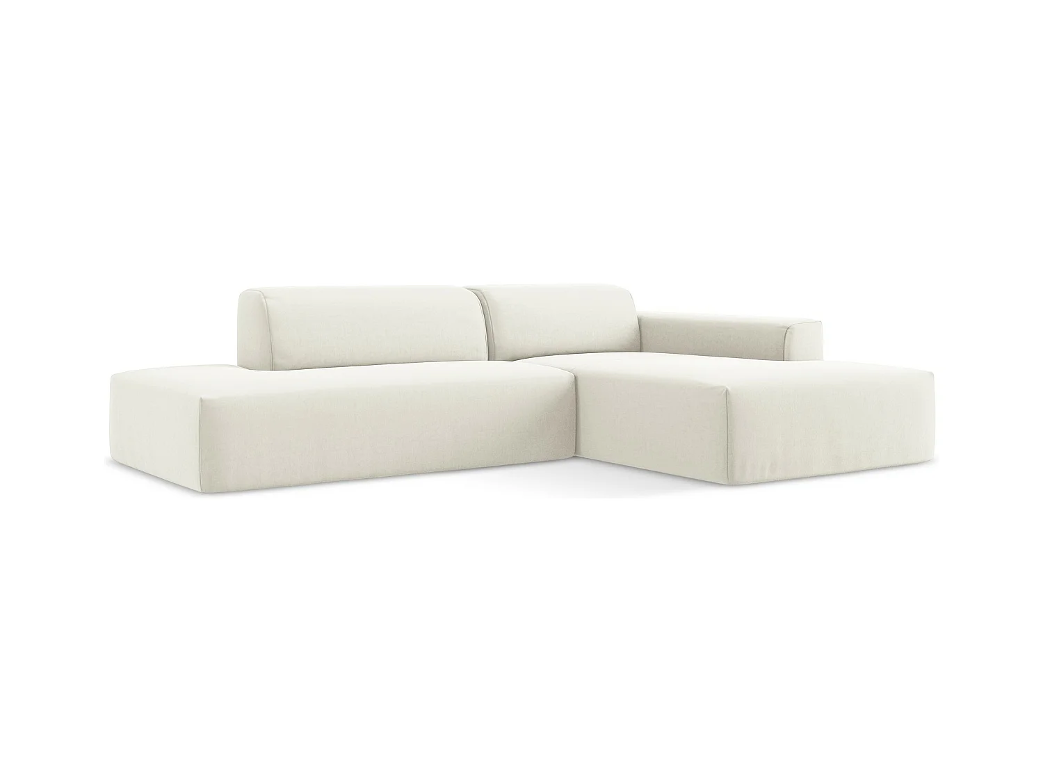 3-Sitzer Modulares Ecksofa - Ecke Links - Samt - Hell beige - KELI