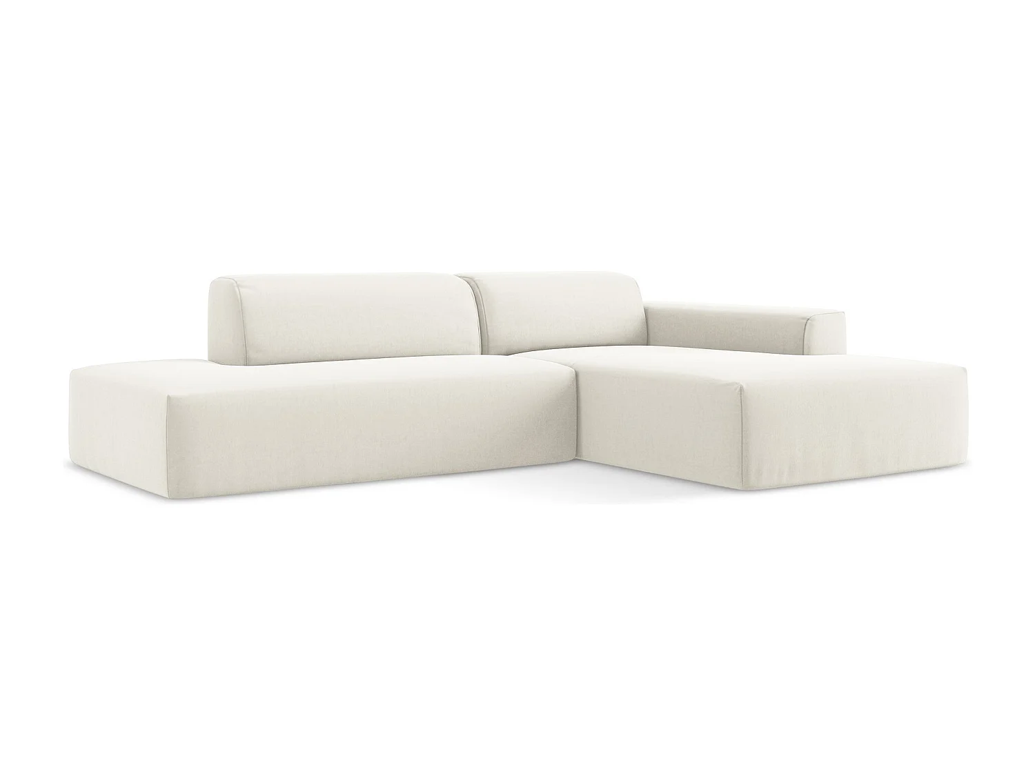 Canapé d'angle 3 places modulaire gauche en velours - beige clair - KELI