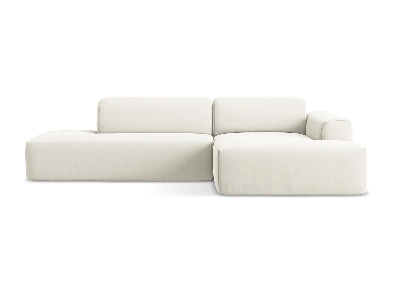 Canapé d'angle 3 places modulaire gauche en velours - beige clair - KELI