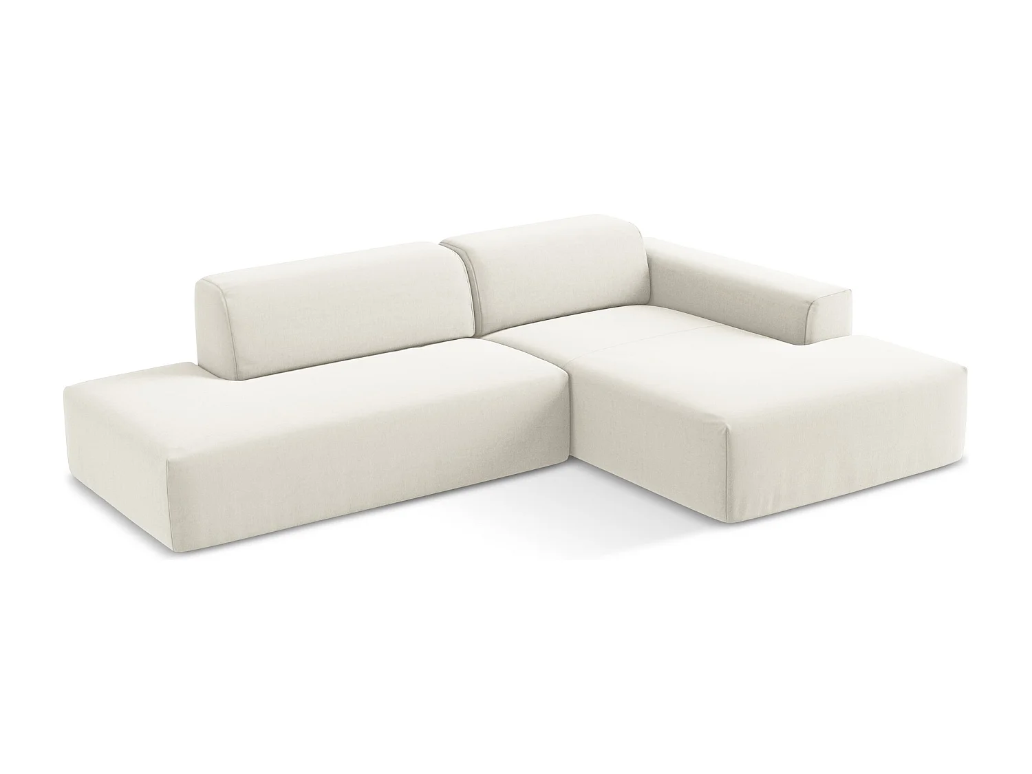 Canapé d'angle 3 places modulaire gauche en velours - beige clair - KELI